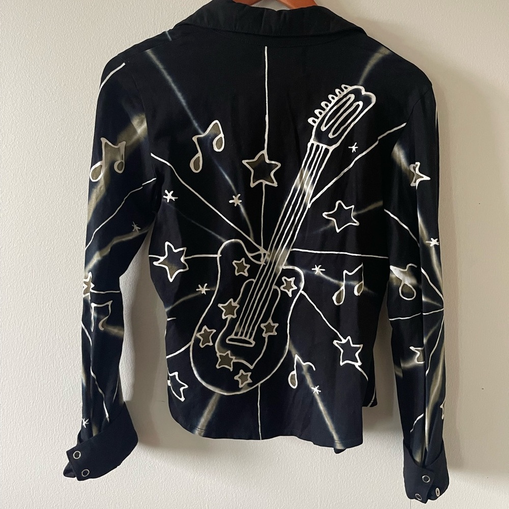 Designs by Naomi Long-Sleeve Shirt with Guitar/Star/Musical Note Motif - Picture 2 of 2